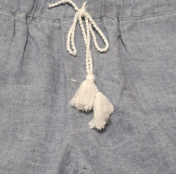 NWOT Caffe' Marrekesh Chambrey Linen Blend Cropped  Pants    Size M - Picture 8 of 11